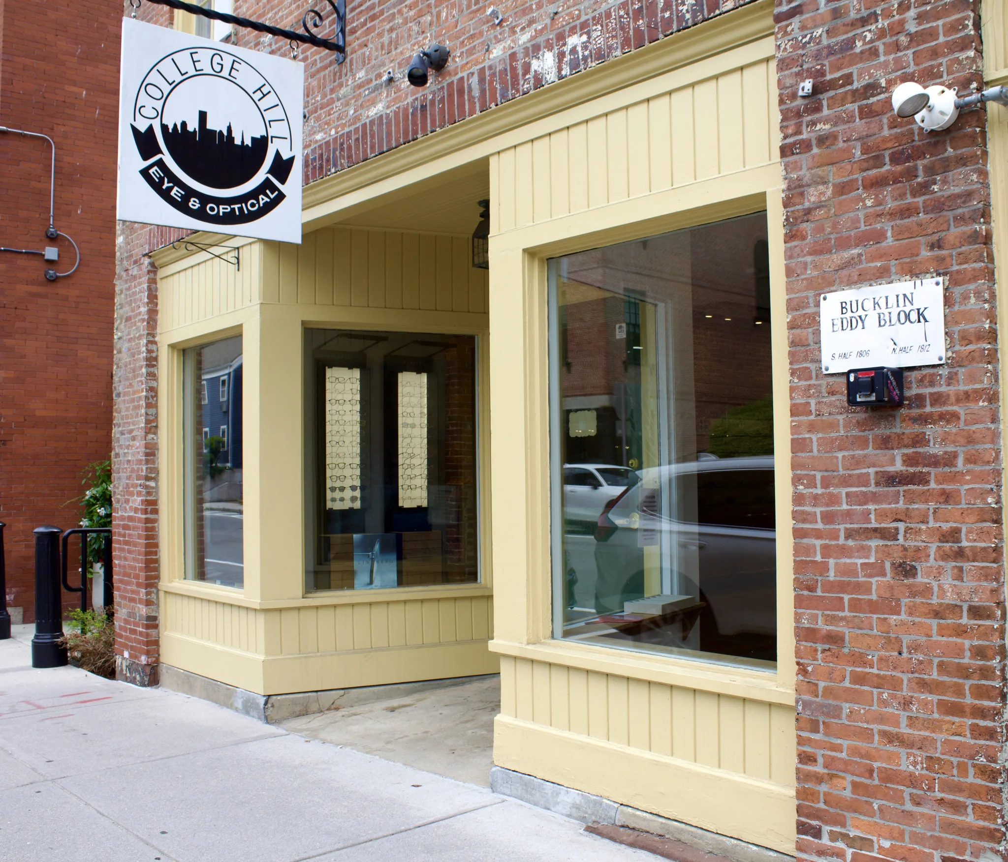 An alternate view of the College Hill Eye & Optical storefront in Providence, RI.